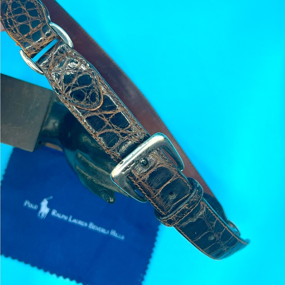 Vintage Ralph Lauren Purple Label Alligator Belt with Sterling Buckle Size 28